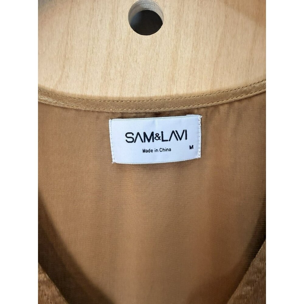 Sam & Lavi ANTHROPOLOGIE Gold Sleeveless Cocktail Dress Size Medium $198 - Picture 3 of 14